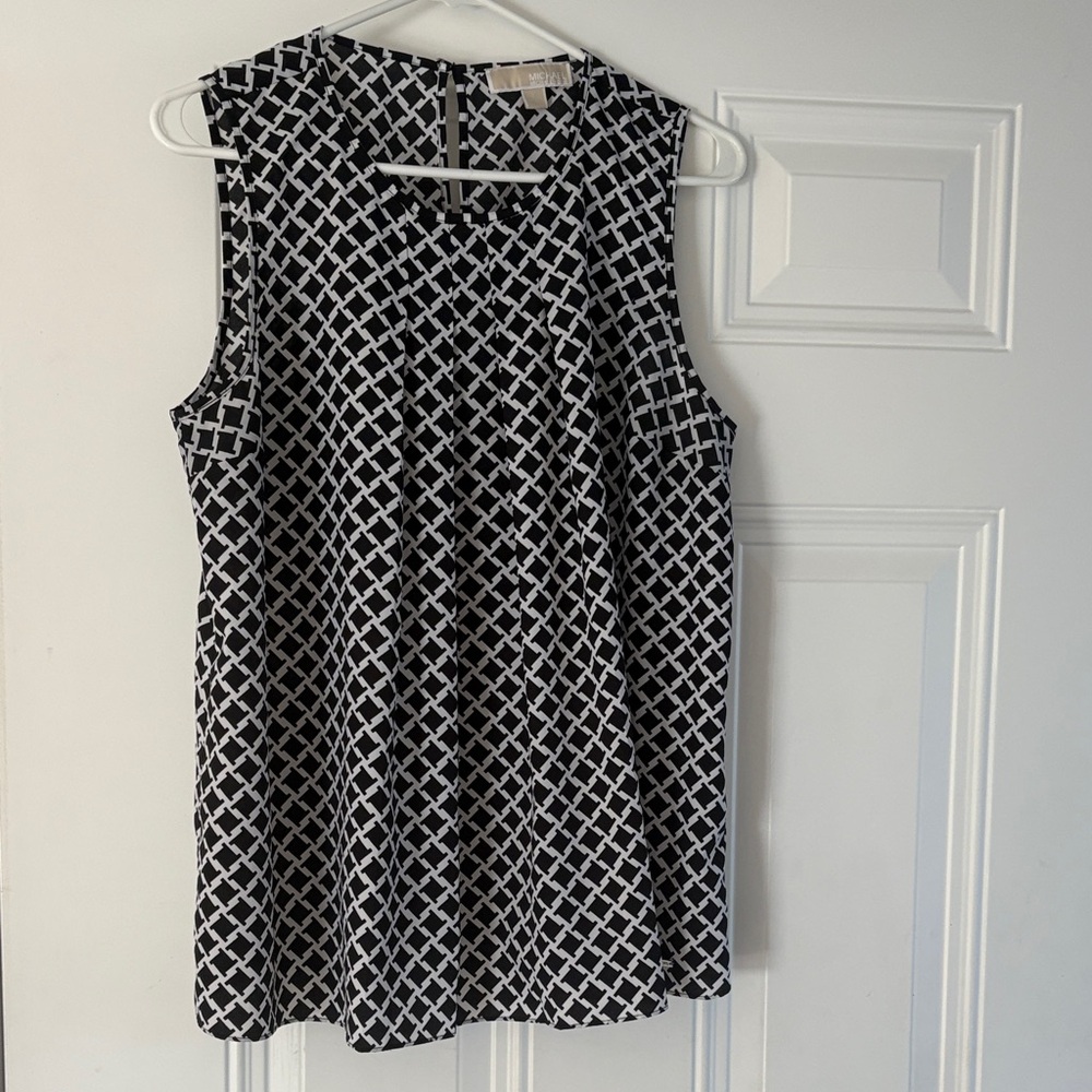 Michael Kors Black and White Geometric Sleeveless Camisole